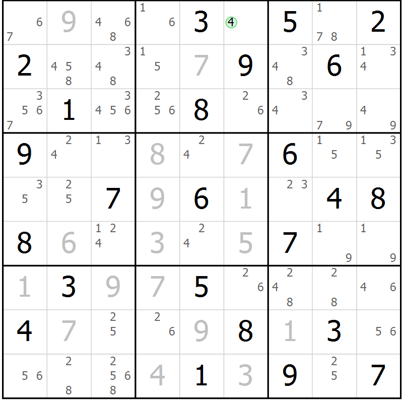 Position des candidats pour la solution de la Gr 39 page 42 du magazine de sudoku Sudoku Suprême n° 039