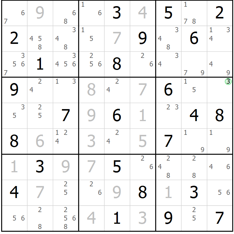 Position des candidats pour la solution de la Gr 39 page 42 du magazine de sudoku Sudoku Suprême n° 039