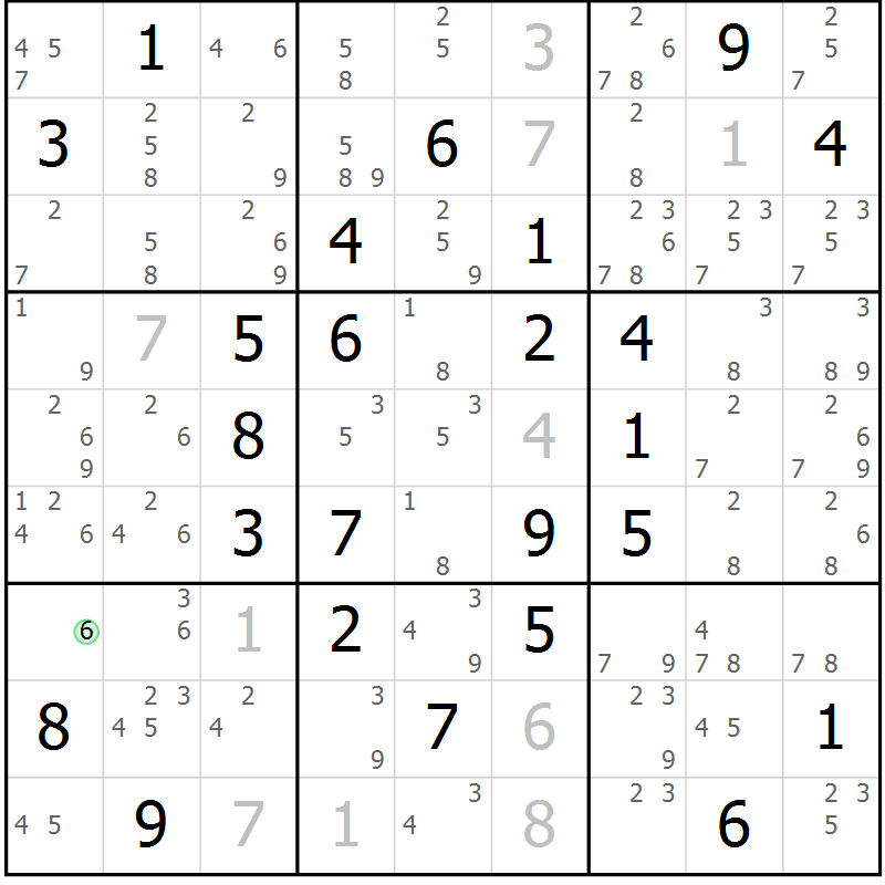 Position des candidats pour la solution de la Gr 40 page 43 du magazine de sudoku Sudoku Suprême n° 039