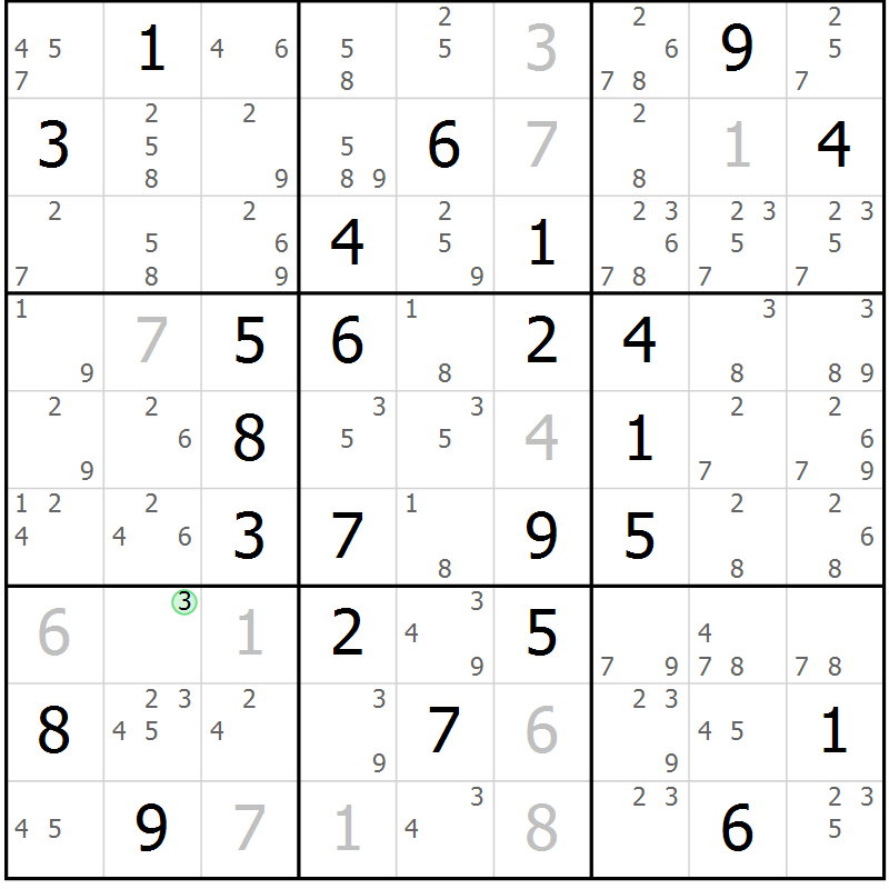 Position des candidats pour la solution de la Gr 40 page 43 du magazine de sudoku Sudoku Suprême n° 039