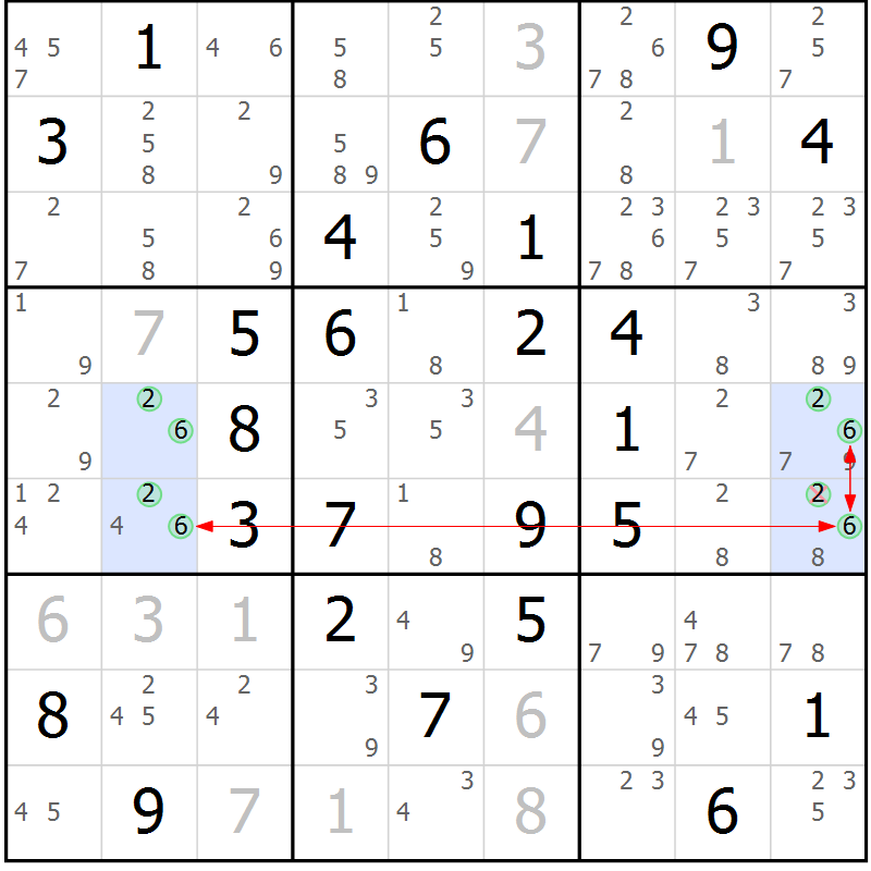 Position des candidats pour la solution de la Gr 40 page 43 du magazine de sudoku Sudoku Suprême n° 039