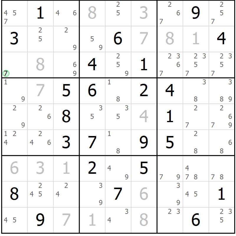 Position des candidats pour la solution de la Gr 40 page 43 du magazine de sudoku Sudoku Suprême n° 039
