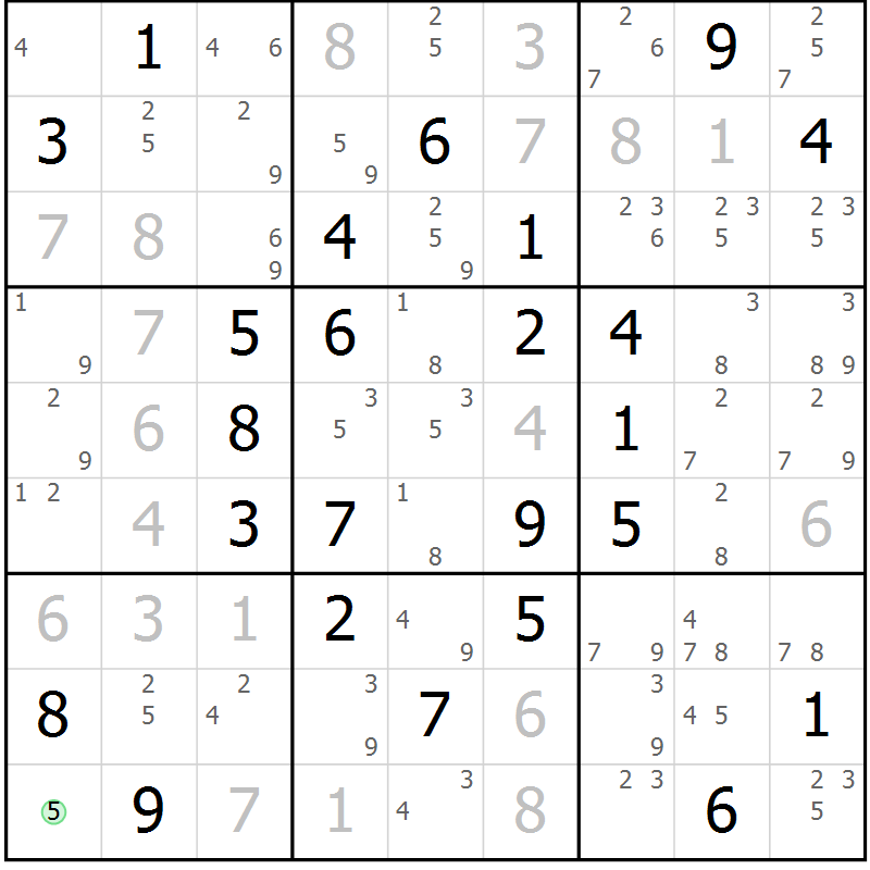 Position des candidats pour la solution de la Gr 40 page 43 du magazine de sudoku Sudoku Suprême n° 039
