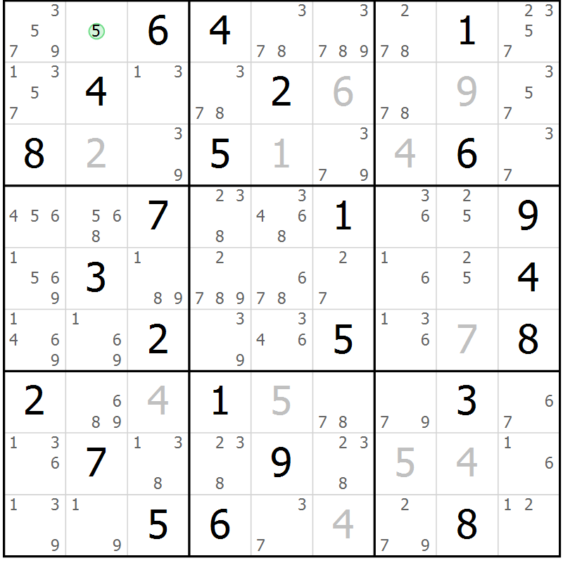 Position des candidats pour la solution de la Gr 41 page 44 du magazine de sudoku Sudoku Suprême n° 039