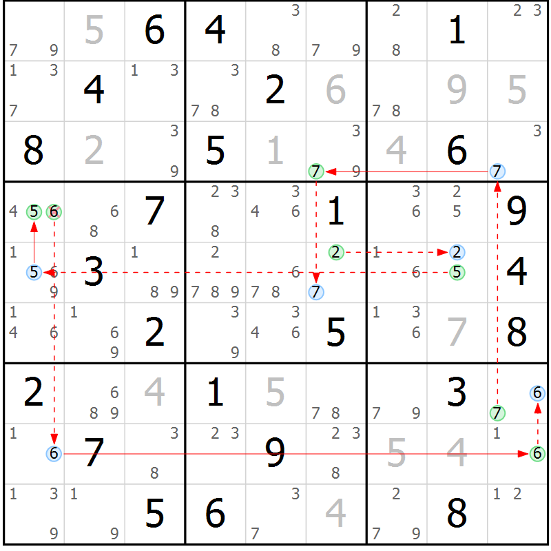 Position des candidats pour la solution de la Gr 41 page 44 du magazine de sudoku Sudoku Suprême n° 039