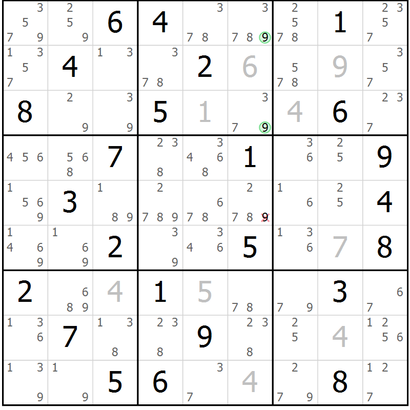 Position des candidats pour la solution de la Gr 41 page 44 du magazine de sudoku Sudoku Suprême n° 039