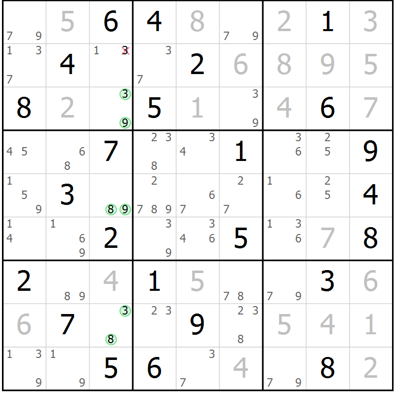 Position des candidats pour la solution de la Gr 41 page 44 du magazine de sudoku Sudoku Suprême n° 039