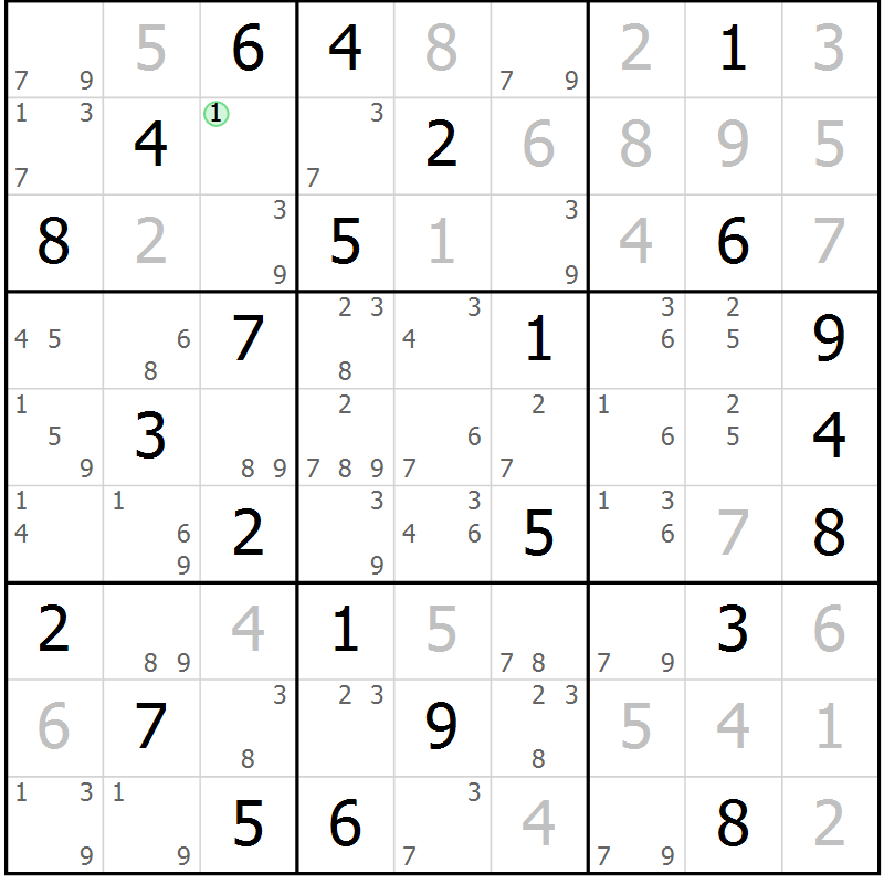 Position des candidats pour la solution de la Gr 41 page 44 du magazine de sudoku Sudoku Suprême n° 039
