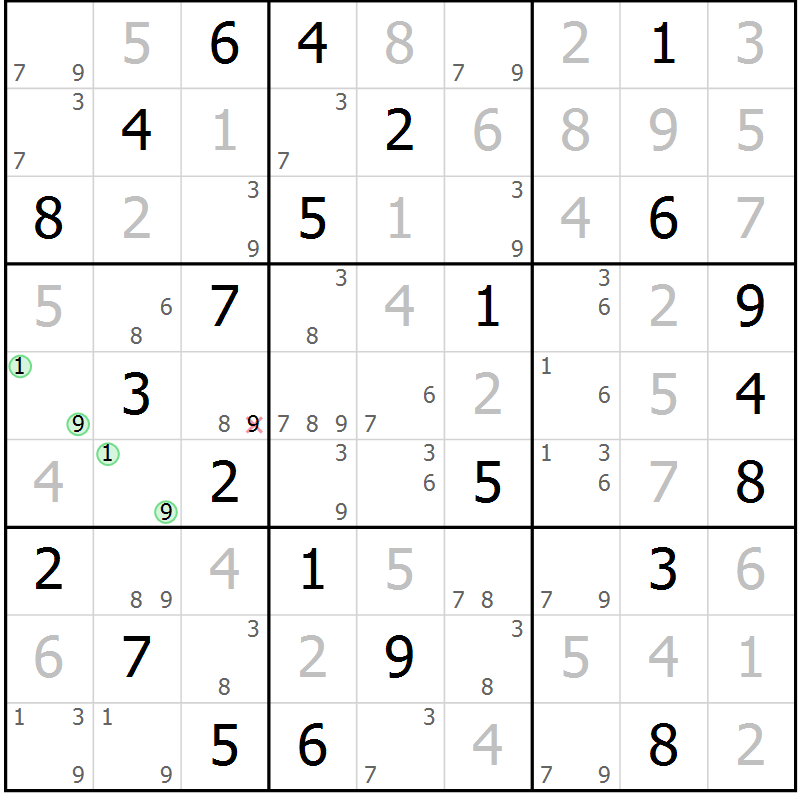 Position des candidats pour la solution de la Gr 41 page 44 du magazine de sudoku Sudoku Suprême n° 039