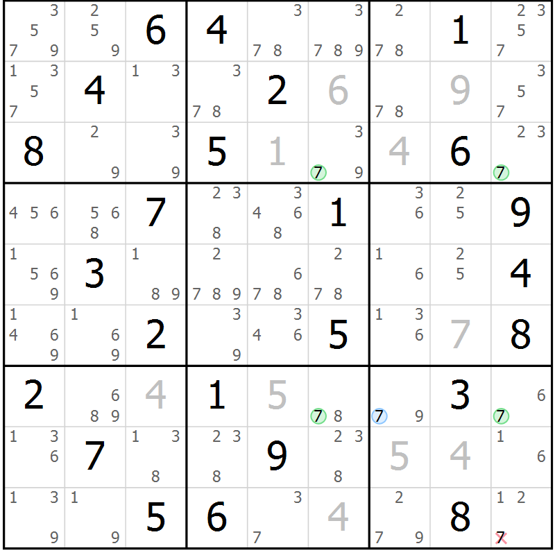 Position des candidats pour la solution de la Gr 41 page 44 du magazine de sudoku Sudoku Suprême n° 039