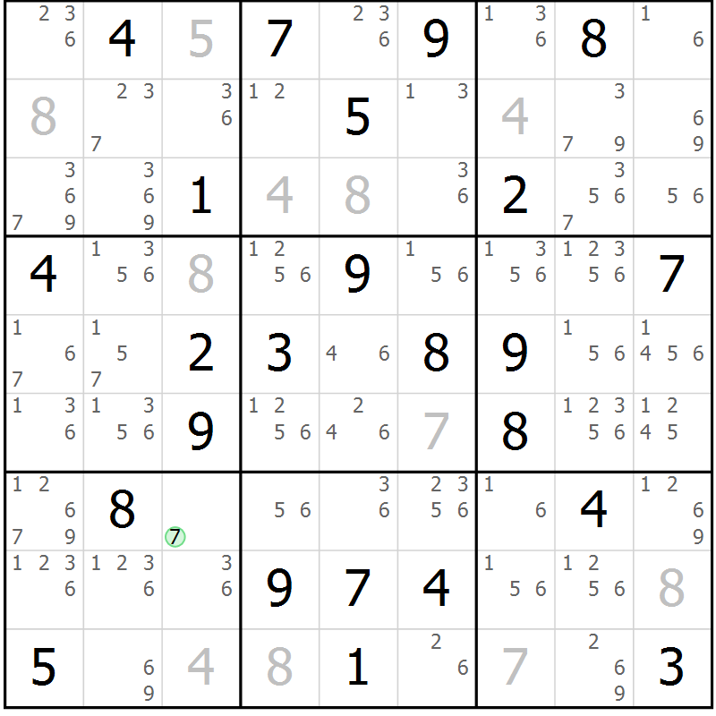 Position des candidats pour la solution de la Gr 43 page 46 du magazine de sudoku Sudoku Suprême n° 039