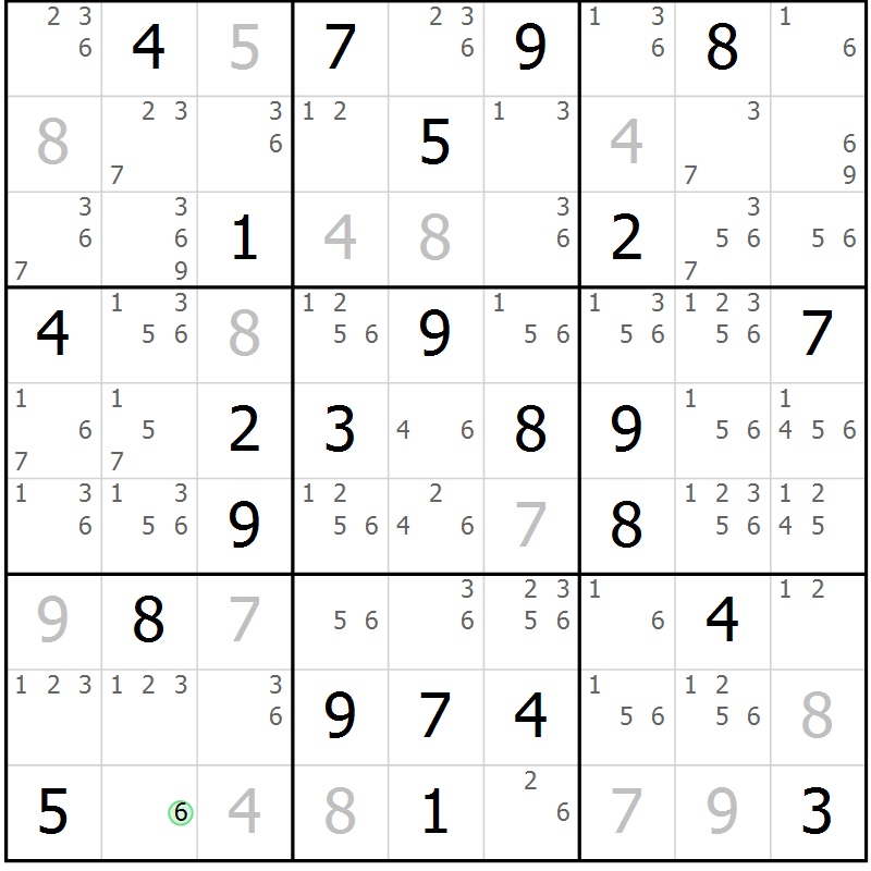 Position des candidats pour la solution de la Gr 43 page 46 du magazine de sudoku Sudoku Suprême n° 039