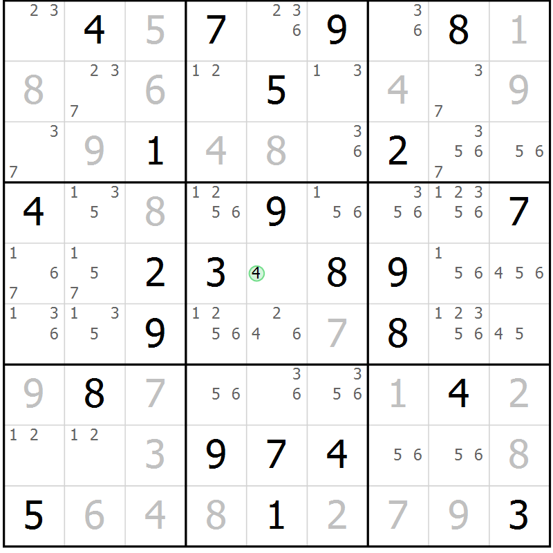 Position des candidats pour la solution de la Gr 43 page 46 du magazine de sudoku Sudoku Suprême n° 039