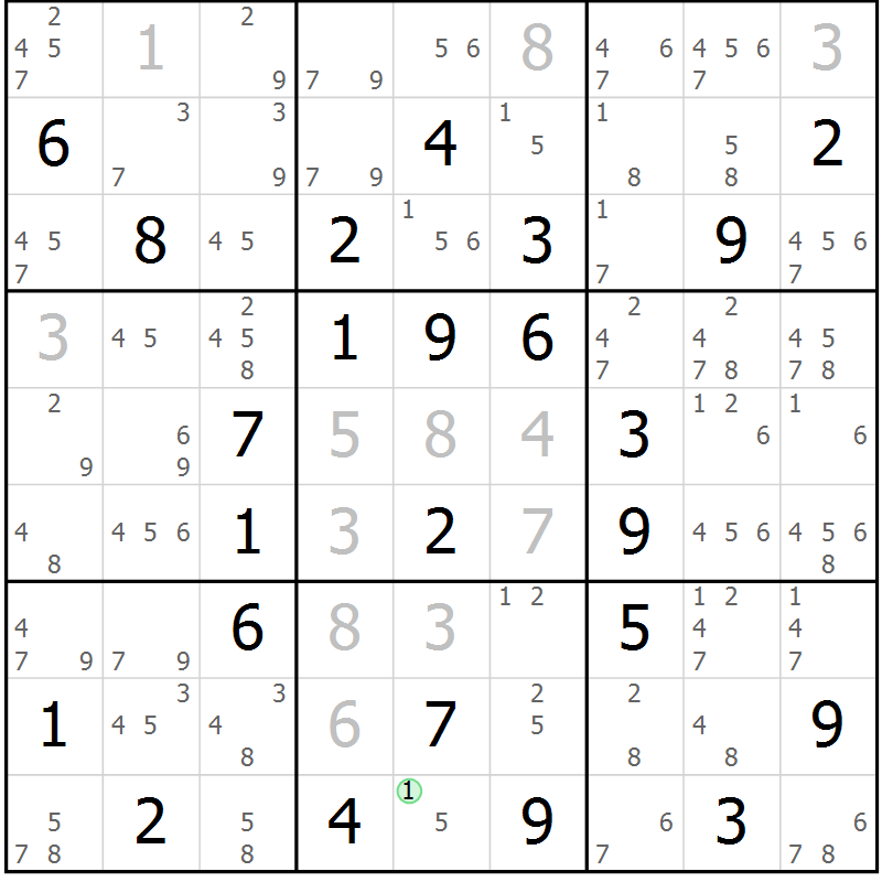 Position des candidats pour la solution de la Gr 44 page 47 du magazine de sudoku Sudoku Suprême n° 039