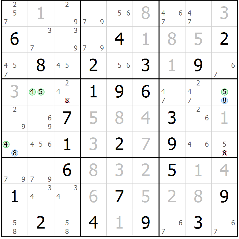 Position des candidats pour la solution de la Gr 44 page 47 du magazine de sudoku Sudoku Suprême n° 039