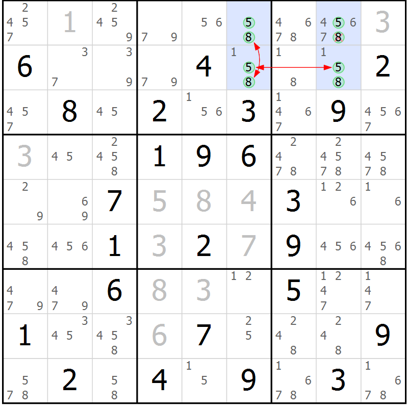 Position des candidats pour la solution de la Gr 44 page 47 du magazine de sudoku Sudoku Suprême n° 039