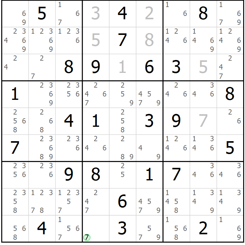 Position des candidats pour la solution de la Gr 45 page 48 du magazine de sudoku Sudoku Suprême n° 039