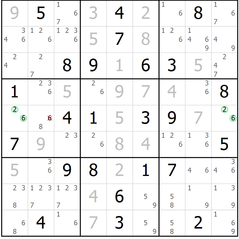 Position des candidats pour la solution de la Gr 45 page 48 du magazine de sudoku Sudoku Suprême n° 039