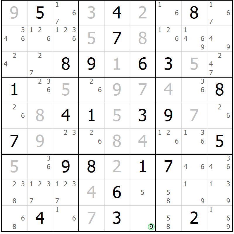 Position des candidats pour la solution de la Gr 45 page 48 du magazine de sudoku Sudoku Suprême n° 039