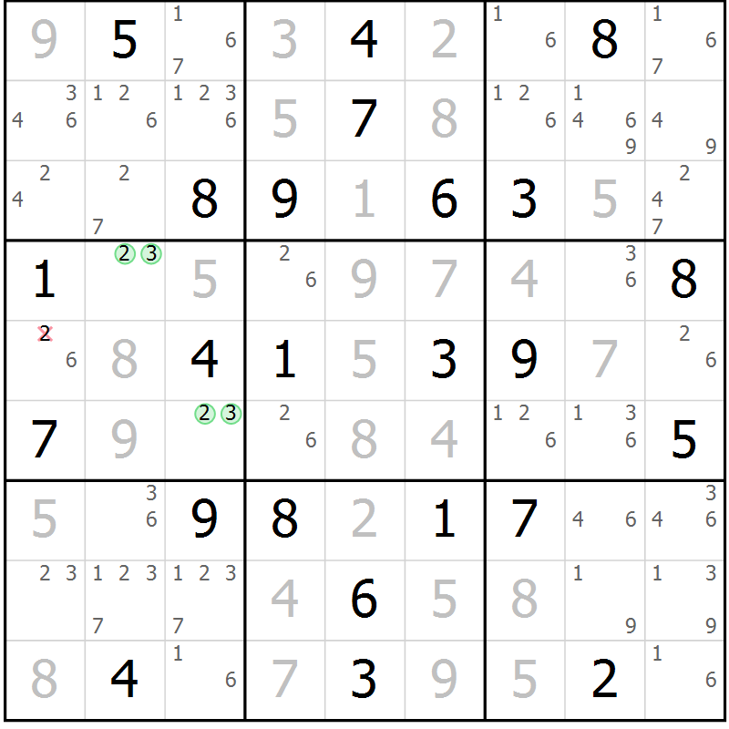 Position des candidats pour la solution de la Gr 45 page 48 du magazine de sudoku Sudoku Suprême n° 039