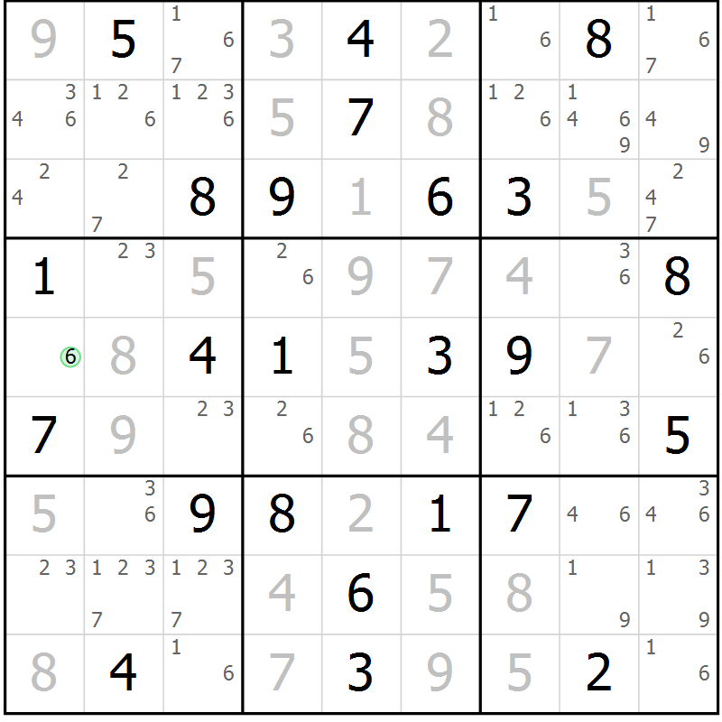 Position des candidats pour la solution de la Gr 45 page 48 du magazine de sudoku Sudoku Suprême n° 039