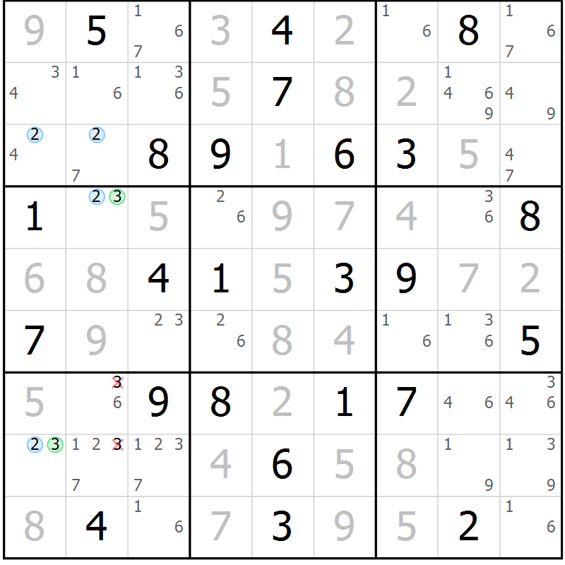 Position des candidats pour la solution de la Gr 45 page 48 du magazine de sudoku Sudoku Suprême n° 039