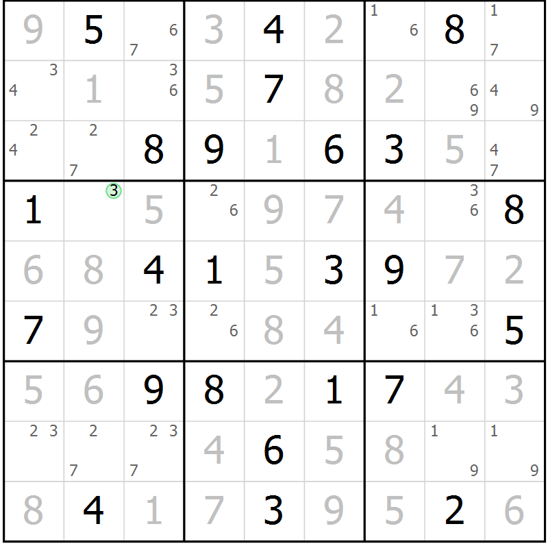 Position des candidats pour la solution de la Gr 45 page 48 du magazine de sudoku Sudoku Suprême n° 039
