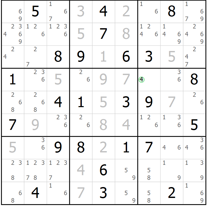 Position des candidats pour la solution de la Gr 45 page 48 du magazine de sudoku Sudoku Suprême n° 039