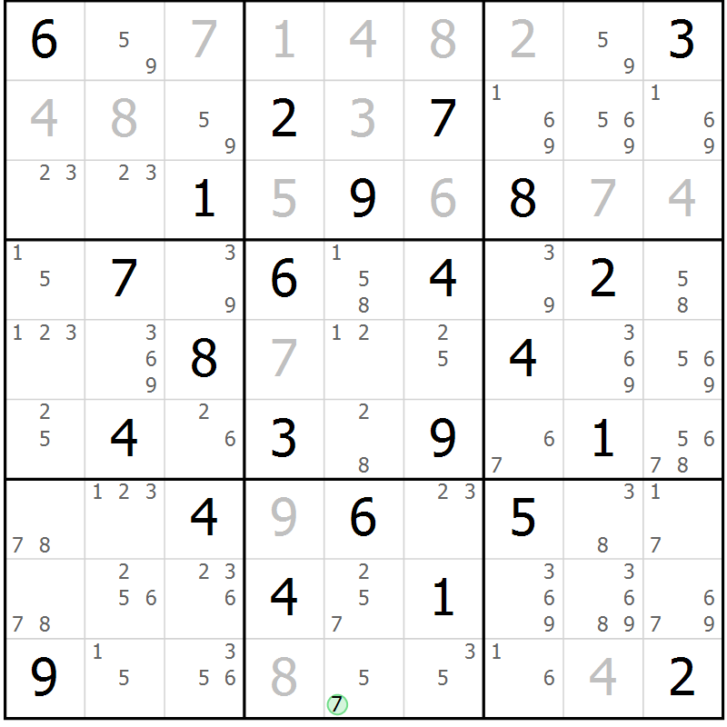 Position des candidats pour la solution de la Gr 47 page 50 du magazine de sudoku Sudoku Suprême n° 039