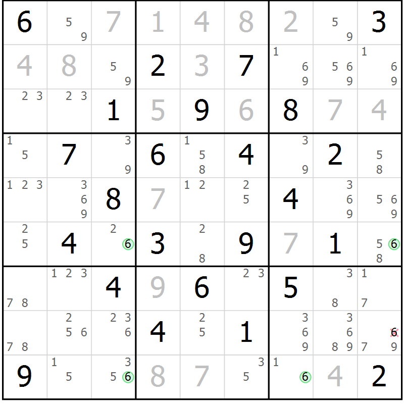 Position des candidats pour la solution de la Gr 47 page 50 du magazine de sudoku Sudoku Suprême n° 039