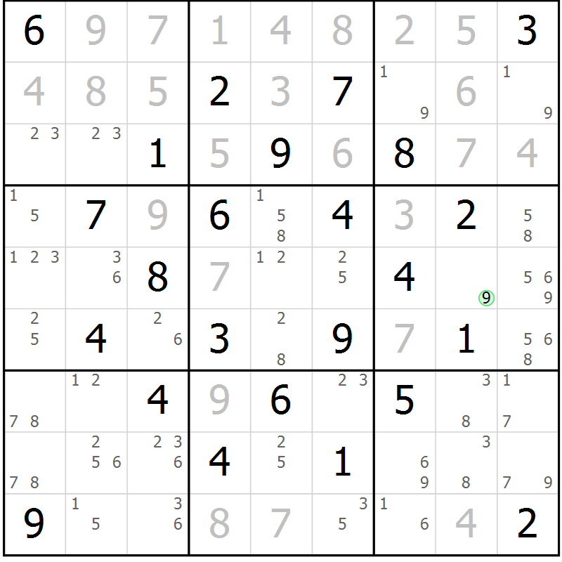 Position des candidats pour la solution de la Gr 47 page 50 du magazine de sudoku Sudoku Suprême n° 039