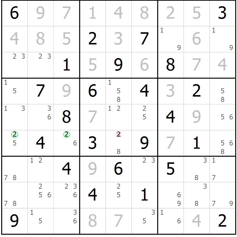 Position des candidats pour la solution de la Gr 47 page 50 du magazine de sudoku Sudoku Suprême n° 039