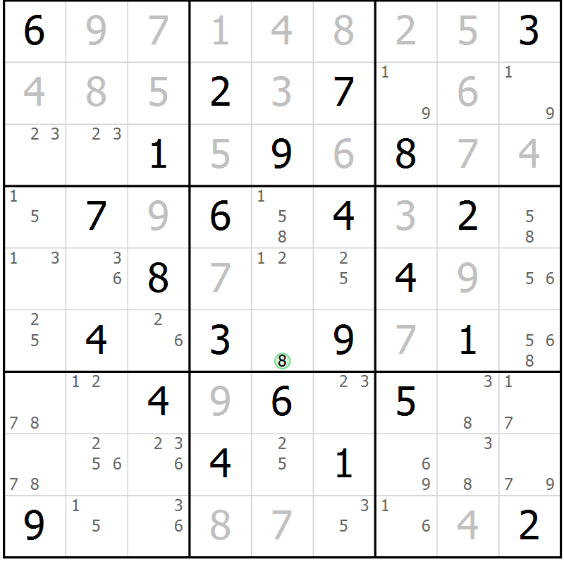 Position des candidats pour la solution de la Gr 47 page 50 du magazine de sudoku Sudoku Suprême n° 039