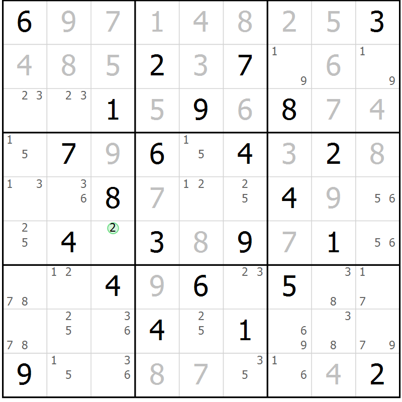 Position des candidats pour la solution de la Gr 47 page 50 du magazine de sudoku Sudoku Suprême n° 039