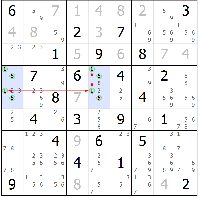 Position des candidats pour la solution de la Gr 47 page 50 du magazine de sudoku Sudoku Suprême n° 039