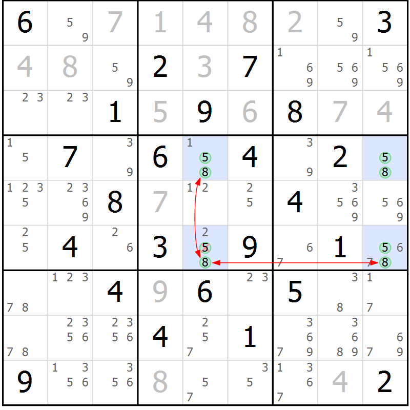 Position des candidats pour la solution de la Gr 47 page 50 du magazine de sudoku Sudoku Suprême n° 039