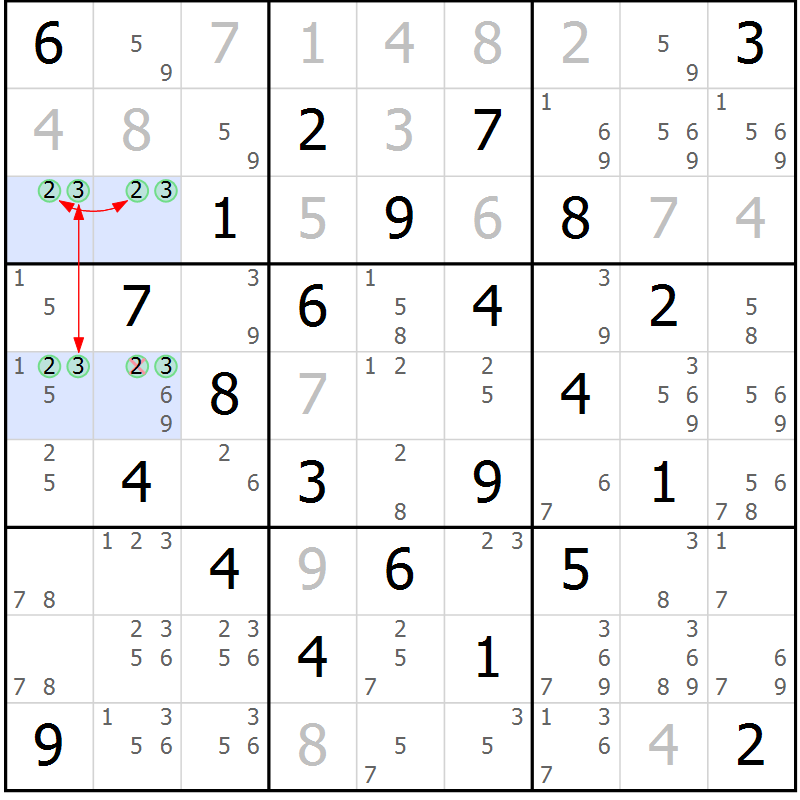 Position des candidats pour la solution de la Gr 47 page 50 du magazine de sudoku Sudoku Suprême n° 039
