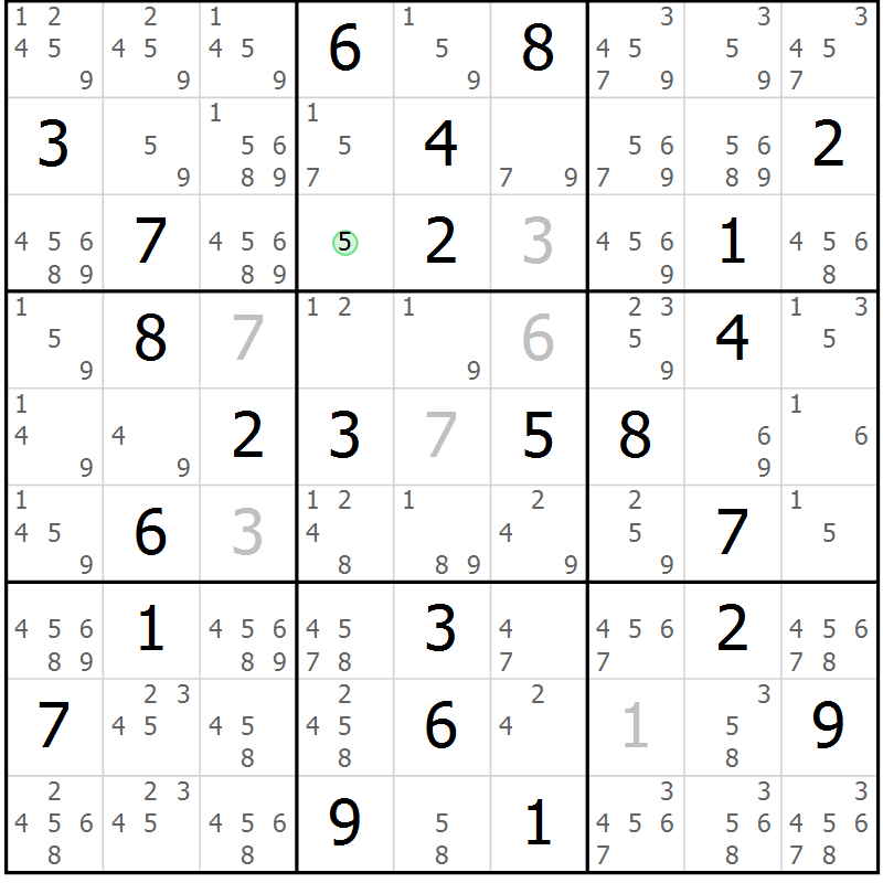 Position des candidats pour la solution de la Gr 48 page 51 du magazine de sudoku Sudoku Suprême n° 039