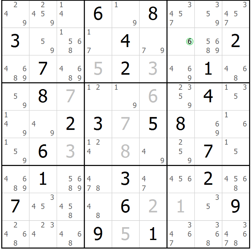 Position des candidats pour la solution de la Gr 48 page 51 du magazine de sudoku Sudoku Suprême n° 039