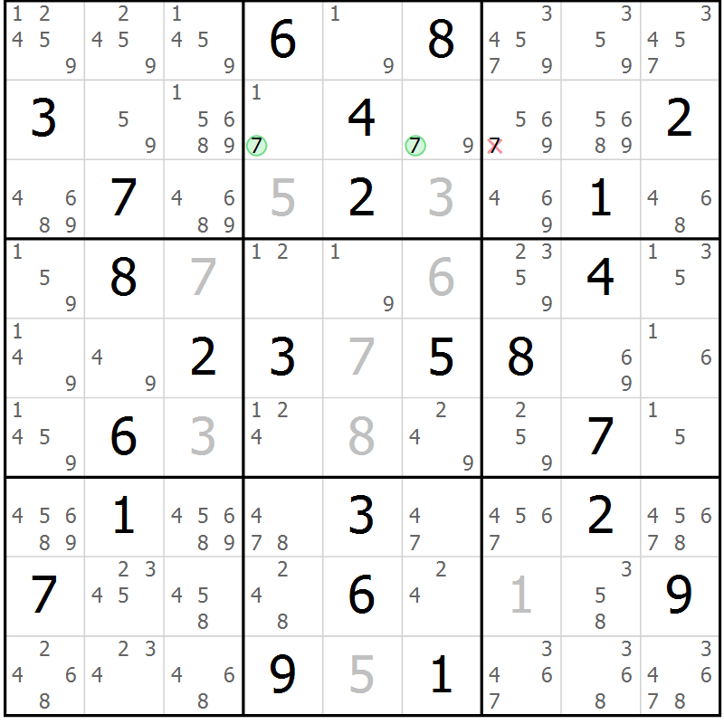 Position des candidats pour la solution de la Gr 48 page 51 du magazine de sudoku Sudoku Suprême n° 039