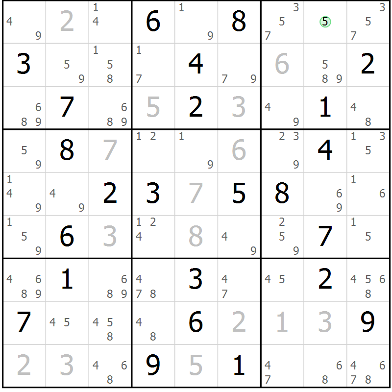 Position des candidats pour la solution de la Gr 48 page 51 du magazine de sudoku Sudoku Suprême n° 039