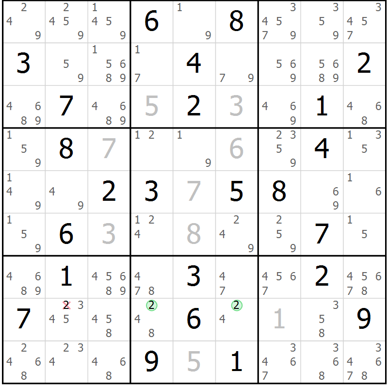 Position des candidats pour la solution de la Gr 48 page 51 du magazine de sudoku Sudoku Suprême n° 039