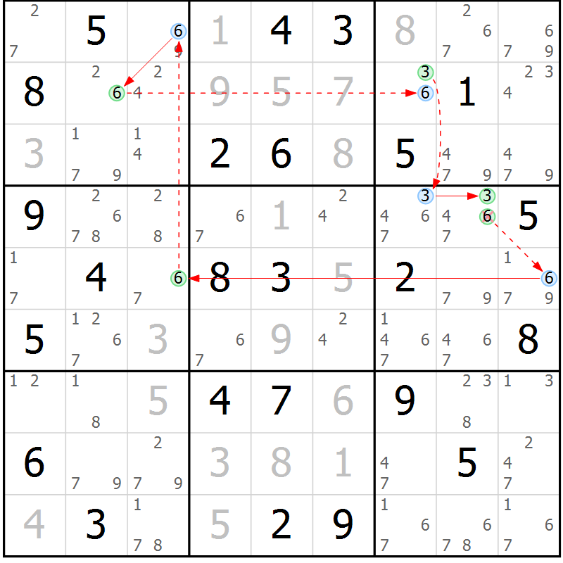 Position des candidats pour la solution de la Gr 49 page 52 du magazine de sudoku Sudoku Suprême n° 039