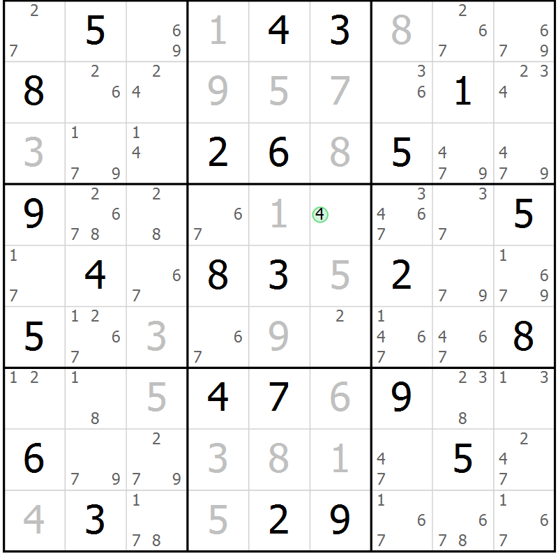 Position des candidats pour la solution de la Gr 49 page 52 du magazine de sudoku Sudoku Suprême n° 039