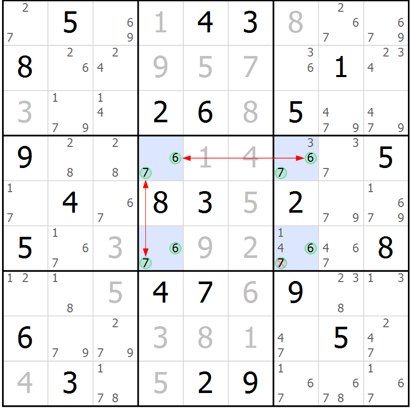 Position des candidats pour la solution de la Gr 49 page 52 du magazine de sudoku Sudoku Suprême n° 039