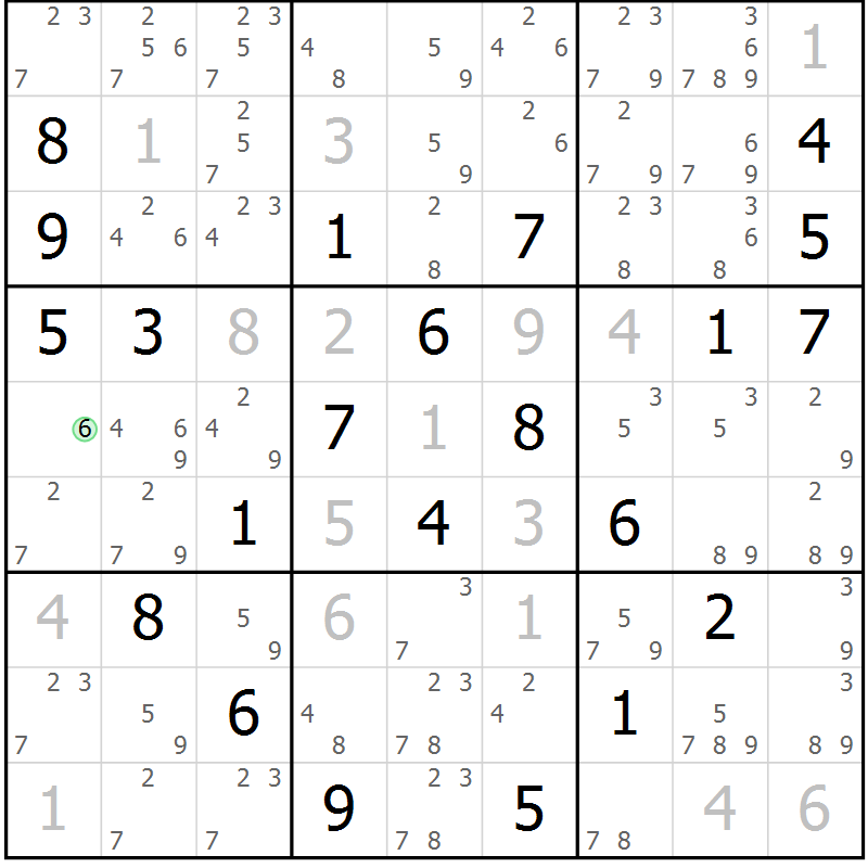 Position des candidats pour la solution de la Gr 5 page 8 du magazine de sudoku Sudoku Suprême n° 039