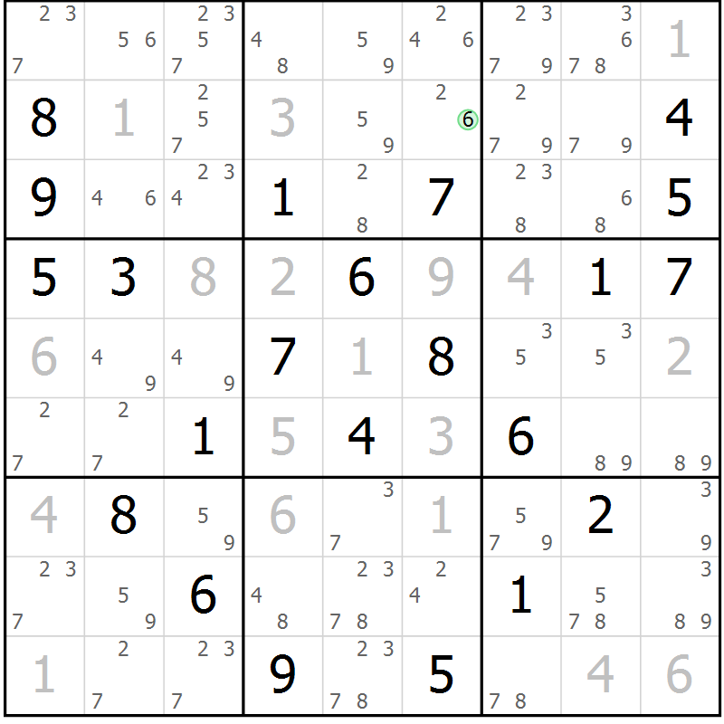 Position des candidats pour la solution de la Gr 5 page 8 du magazine de sudoku Sudoku Suprême n° 039