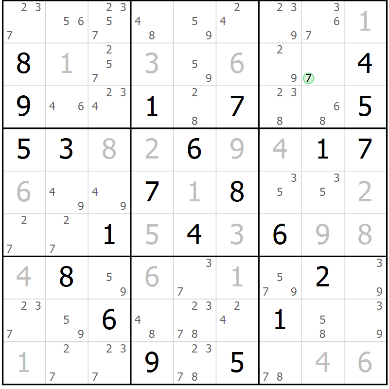 Position des candidats pour la solution de la Gr 5 page 8 du magazine de sudoku Sudoku Suprême n° 039