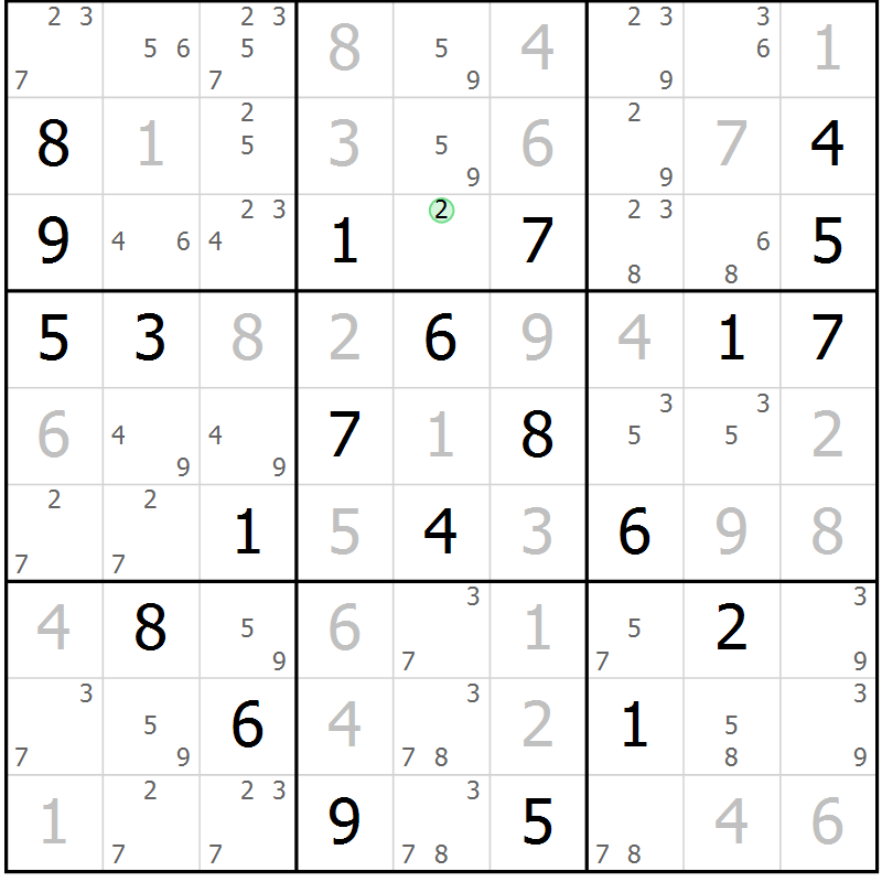 Position des candidats pour la solution de la Gr 5 page 8 du magazine de sudoku Sudoku Suprême n° 039