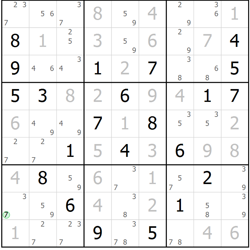 Position des candidats pour la solution de la Gr 5 page 8 du magazine de sudoku Sudoku Suprême n° 039